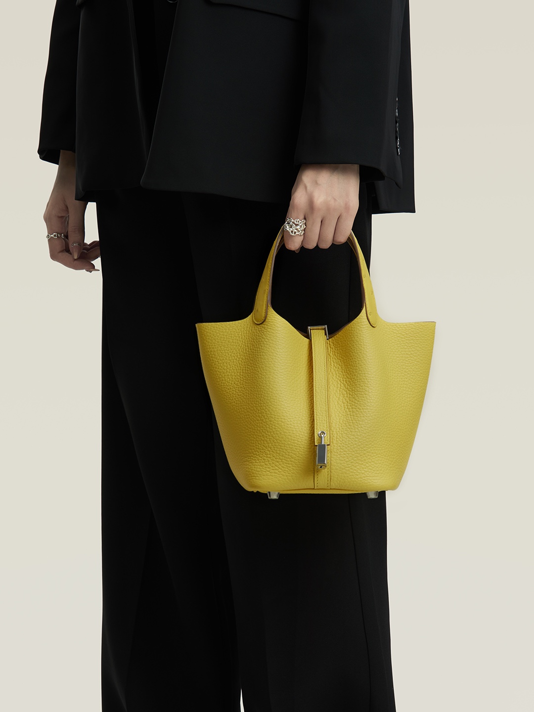 Hermes Picotin Lock 18 Bag In Jaune Poussin Clemence Leather